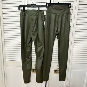 Aerie Olive Green Faux Leather High-Waisted Leggings